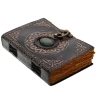 Leather Journal with Embossed Mandala Circle and One Stone